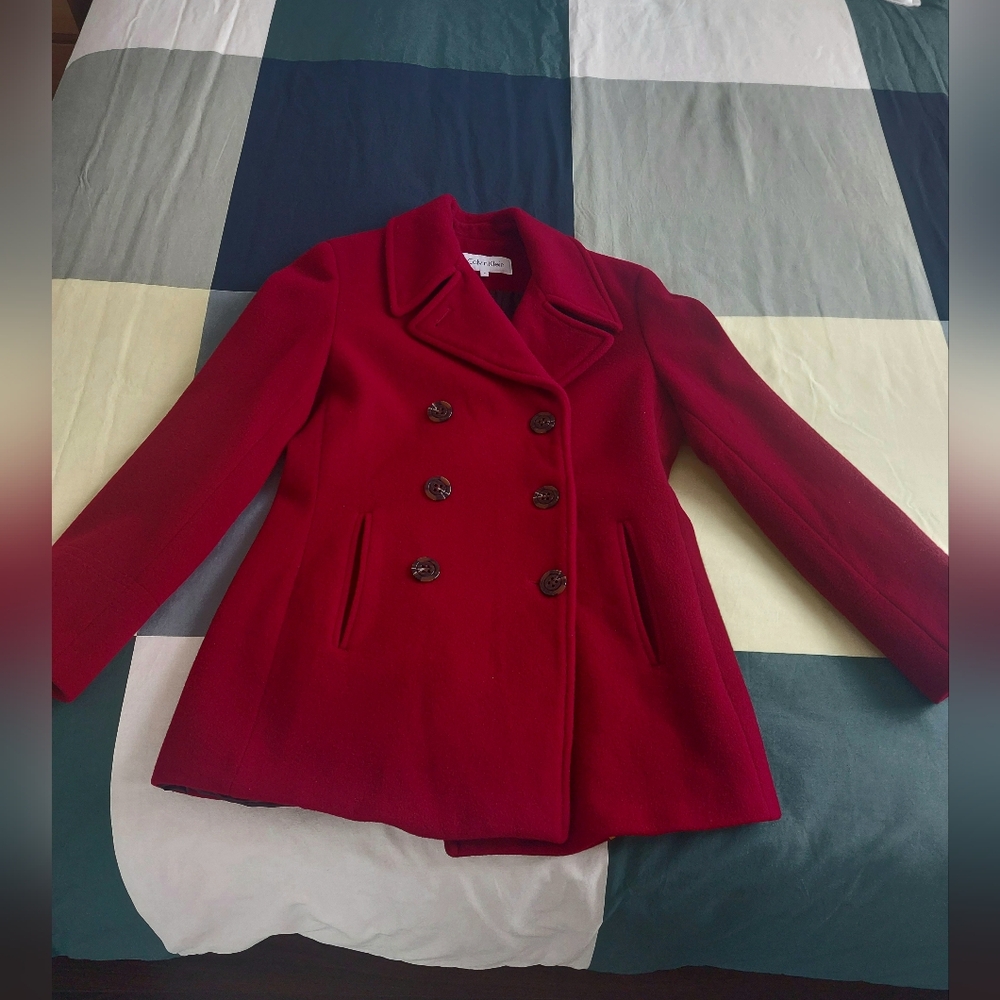 Calvin Klein Double-Breasted Wool & Cashmere Peacoat